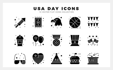 15 USA Glyph icon pack. vector illustration.