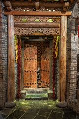 Rustic Wooden Entrance with Traditional Chinese Design