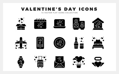 15 Valentine's Day Glyph icon pack. vector illustration.