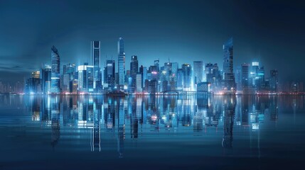 Obraz premium Green island city where buildings and parks intertwine, creating a unique ecological balance and minimizing negative impact on the environment. Concept of floating city