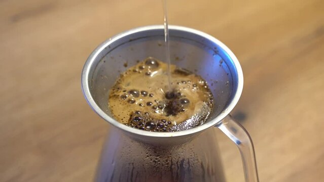 Coffee chemex brewing background. Coffee drink alternative brewing