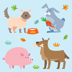Cute animal set cartoon series