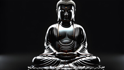 buddha statue on a black background. glassy buddha on black background