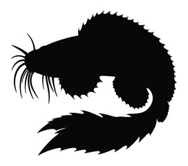 Black and white vector illustration of African Lungfish.