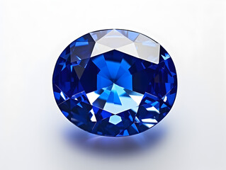 Blue sapphire gemstone on white background 