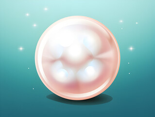 Illustration of a pearl on turquoise background 