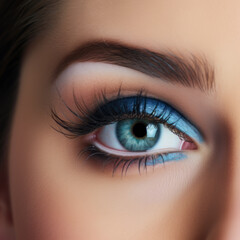 Obraz premium Close-up of Blue Eye with Dramatic Makeup