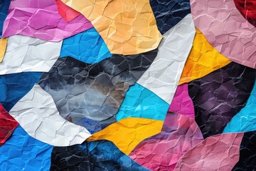 High-resolution image showcasing a vibrant abstract texture of crumpled paper in various colors