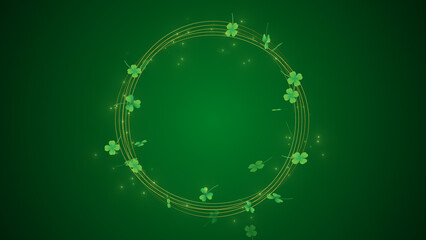 Saint patricks day Gold circle border frame with shamrocks