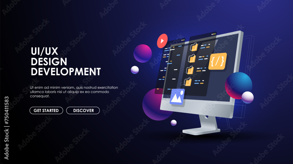 Poster Programming web banner. Best programming languages. Social media creative concept idea. desktop computer. Screen. Realistic 3d design. Web Configure, repair prevention, maintenance and setting website