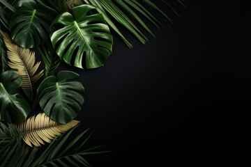 Tropical leaves and monstera graphic design, palm botanical exotic pattern for creative cosmetics