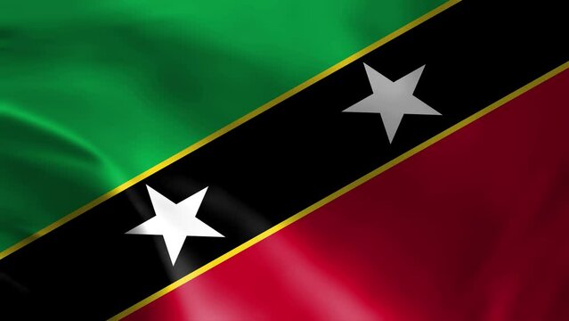 Saint Kitts and Nevis national flag video. 3D Saint Kitts and Nevis flag waving seamless loop video animation.