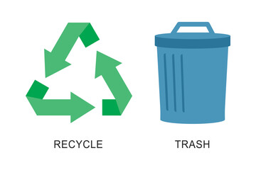 Recycle symbols for trash can or waste bin labels in vector - 750412735