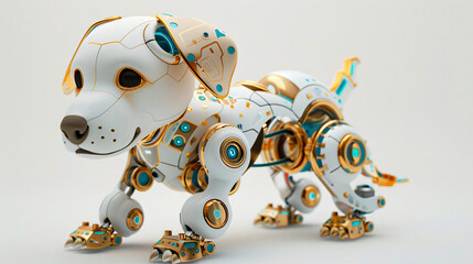 Robot dog other side view. This cute puppy in clipping