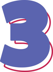 Obraz premium partriotic usa alphabet number 3 three outline