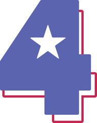 partriotic usa alphabet number 4 four outline