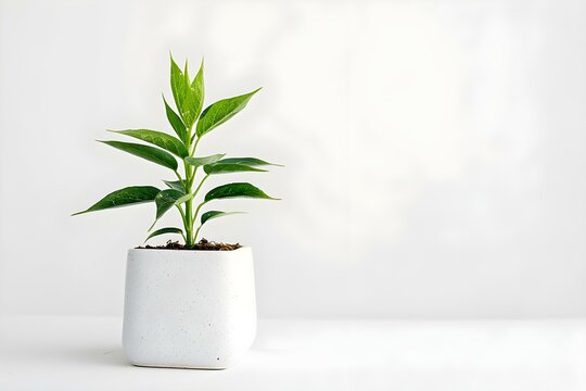 Green Plant in White Pot © DavidGalih | Dikomo.
