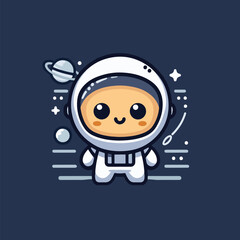cute cartoon child astronout vector illustration