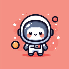 cute cartoon child astronout vector illustration