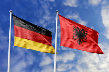 3D illustration, Germany and Albania alliance and meeting, cooperation of states.