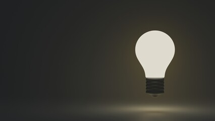 glowing electric lightbulb isolated on dark grey background. idea symbol. creative innovation concept. 3d illustration
