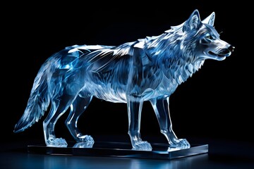 crystal glass sculpture of a wolfe