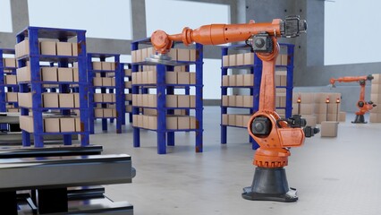 Robot arm Industrial technology Arm Robot AI manufacture Box product manufacturing industry Product...