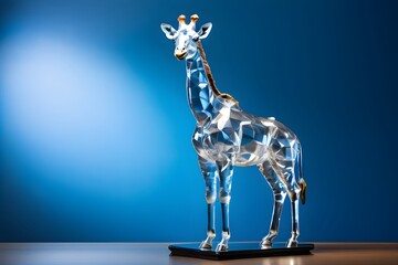 crystal glass sculpture of standing giraffe - obrazy, fototapety, plakaty