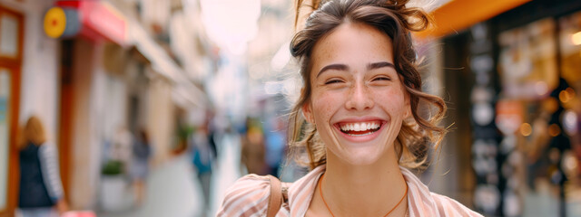 joyful and smiling portrait of african american woman