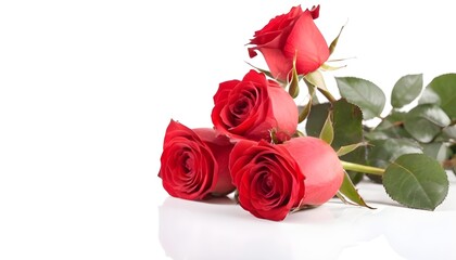 bouquet of beautiful red roses isolated on white background