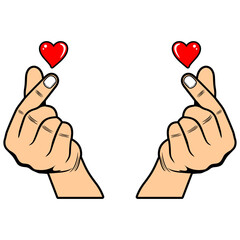finger heart left hand and right hand gesture love 