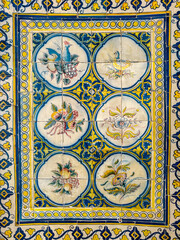Decorative tile close up in Lisbon Portugal 