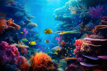 Obraz na płótnie Canvas Vibrant Underwater World: A Mesmerizing Spectacle of the Marine Biodiversity