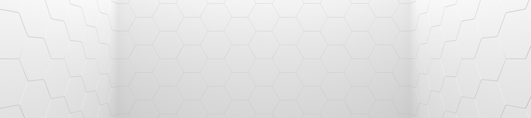 White Hexagon Tiled Room (Website Header) (3D Illustration)