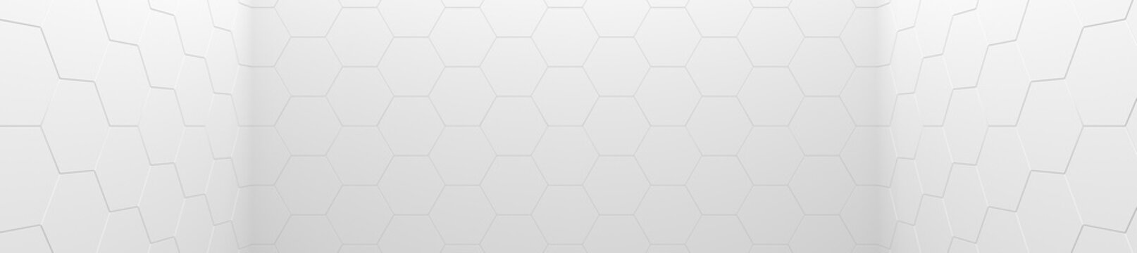 White Hexagon Tiled Room (Website Header) (3D Illustration)