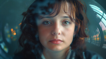 Frauenportrait im Spiegel - mit generativer KI Midjourney erstellt