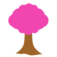 Doodle tree and wood illustration forest garden and nature with pink and brown colors that can be used for social media, sticker, wallpaper, print, decoration, card, icon e.t.c cute