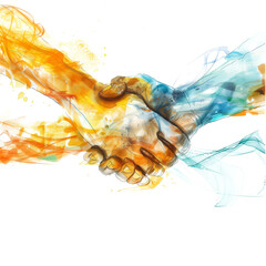 Entrepreneurial spirit depicted through a dynamic handshake image on white background
