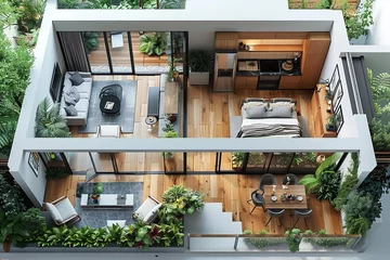 Foto op Plexiglas minimalistic design Floor plan of a house top view © Poulami