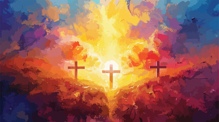 Painting Easter celebration of the Resurrection. - obrazy, fototapety, plakaty