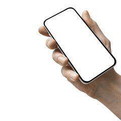 a phone  in a hand on a transparent background in PNG format