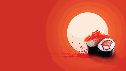 Tasty sushi with rice vector template.