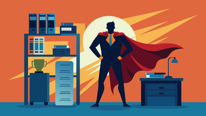 Superhero Admin Silhouette Celebrates Administrative Professionals Day in the Office with Creative Vector Design: Recognizing Workplace Heroes, Administrative Support, Professionalism