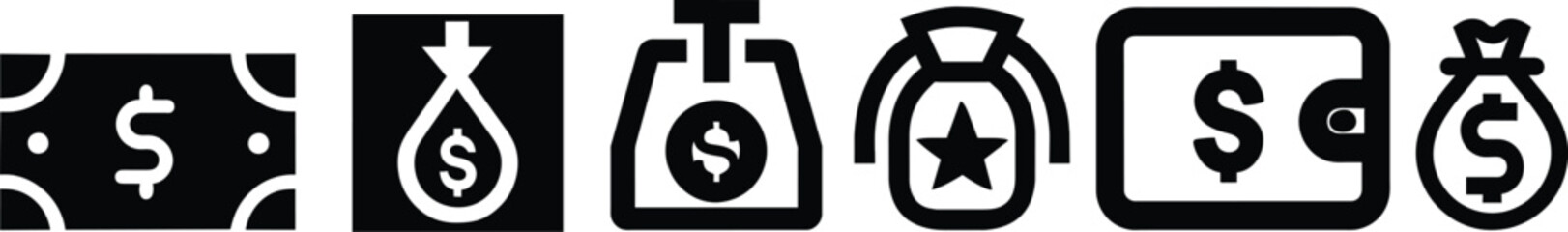 Set of vector dollar logo silhouettes
