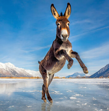 Donkey on ice