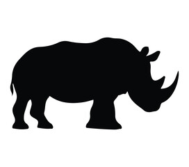 Black and white vector illustration of African White Rhinoceros.