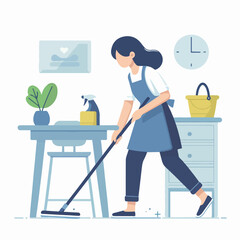 Fototapeta premium flat design illustration of a woman taking care of house cleaning