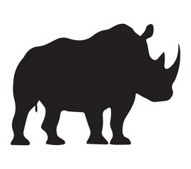 Vector, isolated silhouette of African White Rhinoceros.
