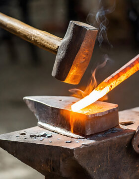 Forging hot iron