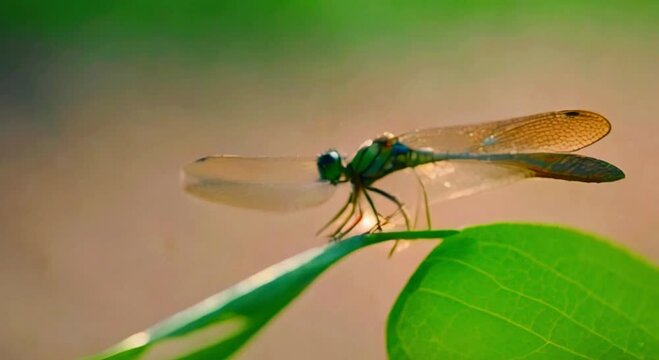 dragonfly on a leaf, generative ai